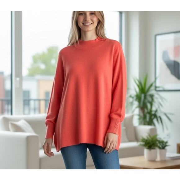 Coldwater Creek Sweater NWT SZ 3X Orange Cotton/Wool 3/4 Sleeve Casual Office - Picture 1 of 7